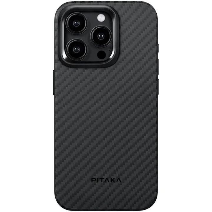 Védőtok, Pitaka MagEZ Pro 4, Aramid 1500D, iPhone 15 Pro, MagSafe, fekete/szürke