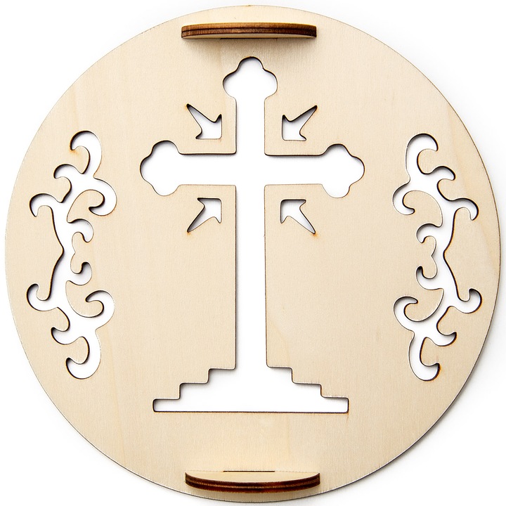 Tipar Cruce rotund din lemn, pentru ornart coliva, diametru 17cm