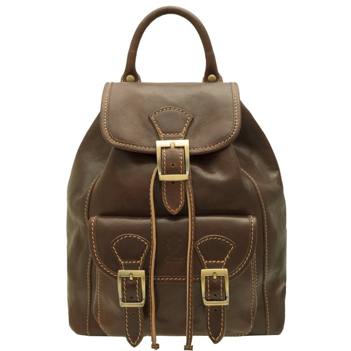 Rucsac voiaj din piele naturala vachetta, maro, Util Land Fashion, VR125B