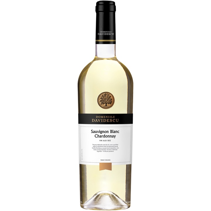 Vin Alb Domeniile Davidescu, Sauvignon Blanc & Chardonnay, Sec, 0.75l