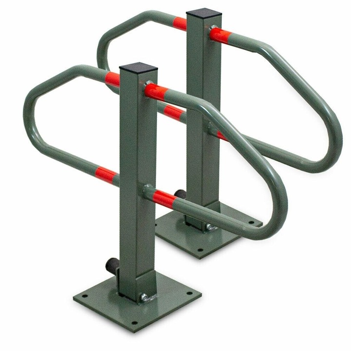 Set 2 bariere de parcare BITUXX, Otel rezistent, 46x70x5cm, Cu chei