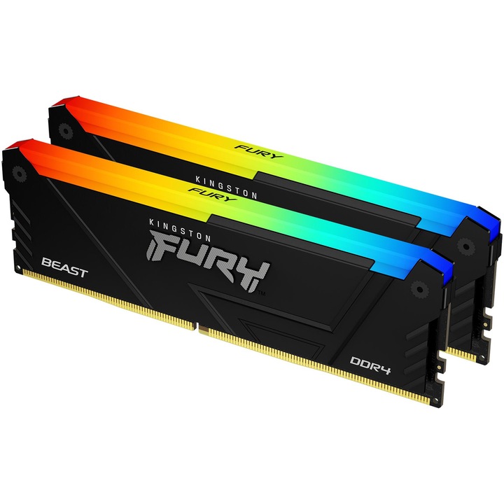 Memorie Kingston Fury Beast, 16GB DDR4, 3200MHz CL16, Dual Channel Kit