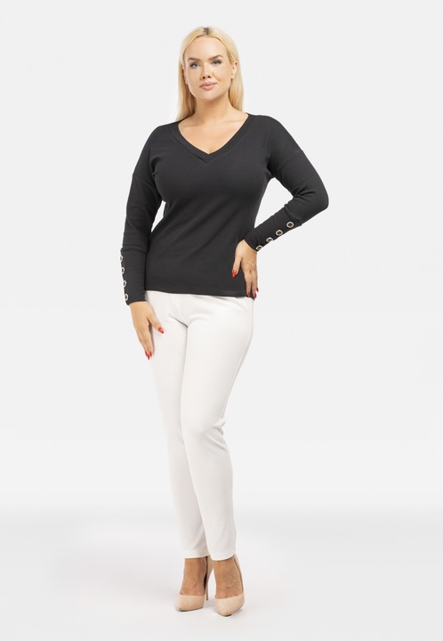 Bluza Aida din bumbac in dungi, Negru