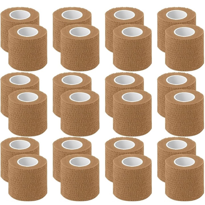 Set 24 role bandaj autoadeziv, Kindmax, 5cmX4.5m, Bej