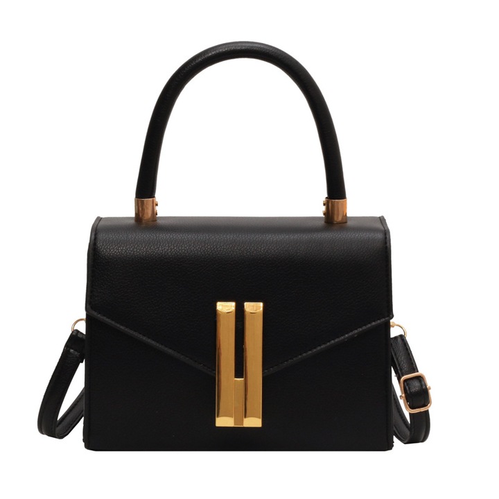 Geanta business casual, Piele PU, 20x15x8, Negru, 20 x 15 x 8 cm