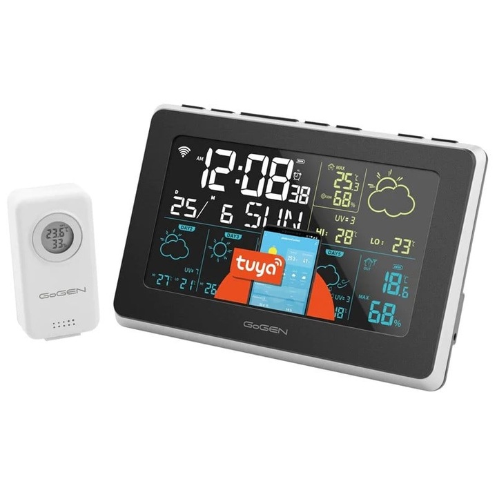 GoGEN ME 3565 SMART метеорологична станция, външен Wi-Fi сензор, 5 дни прогноза, мобилно приложение, черно/сребристо