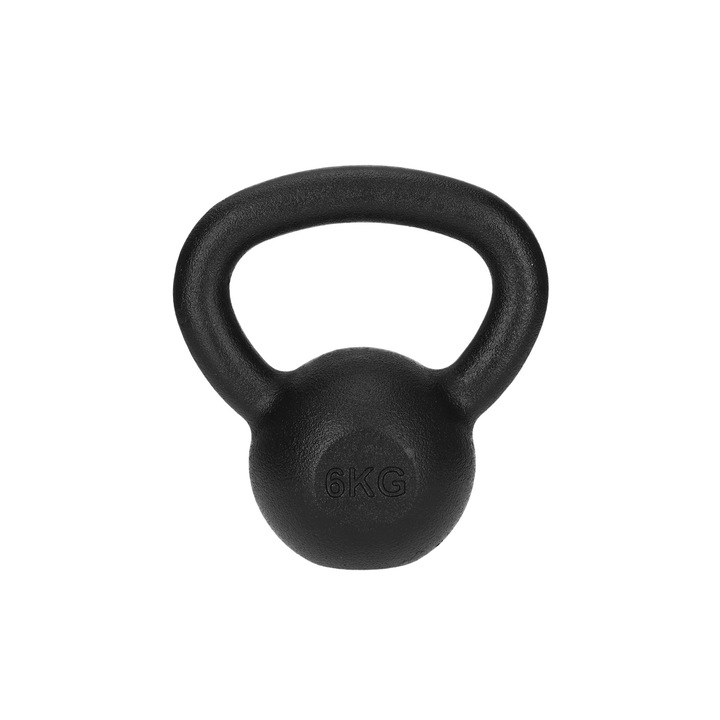 Kettlebell, 4FIZJIO, Fém, 6kg, Fekete