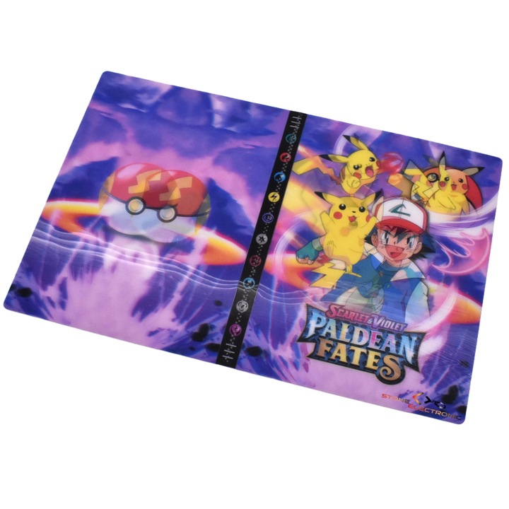 Албум Pokemon Scarlet Violet, Paldean Fates, Stone®, разделен за 432 карти, 3D, лилав, PK-02