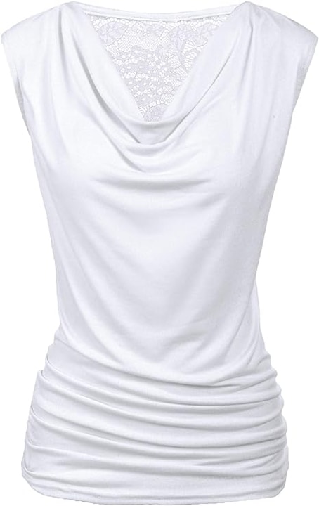 Fehér V-nyakú ujjatlan női blúz, xl-es méret, Zeagoo