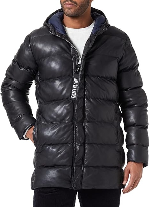 Freaky Nation férfi kiváló bőrdzseki, fekete, L