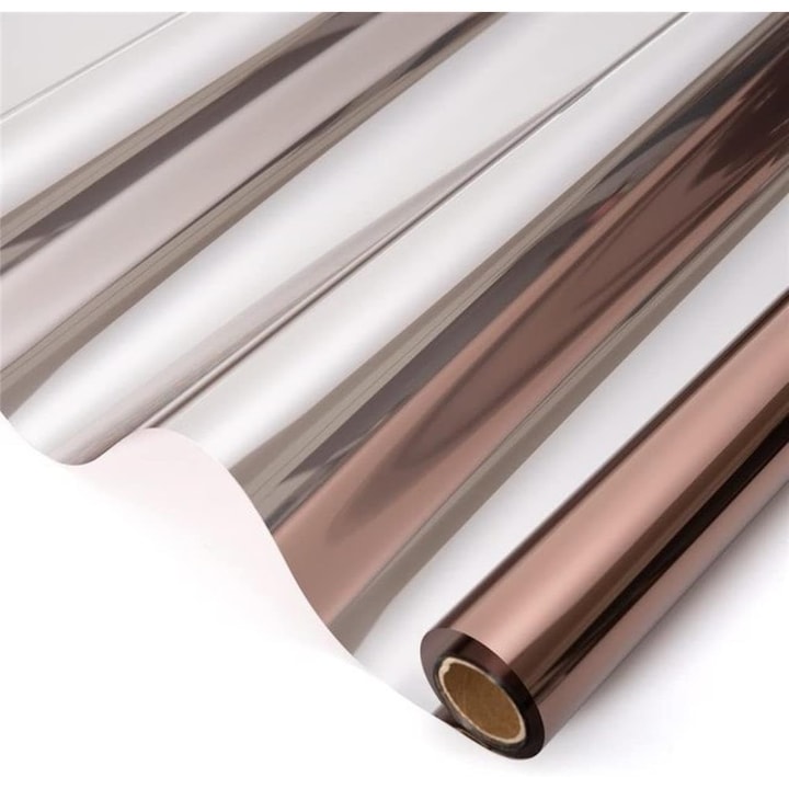 Folie Autoadeziva Pentru Geam Cu Protectie Solara UV si Efect de Oglinda Luxer, One Way Mirror Window Film, Dimensiuni 200x60 cm, Brown