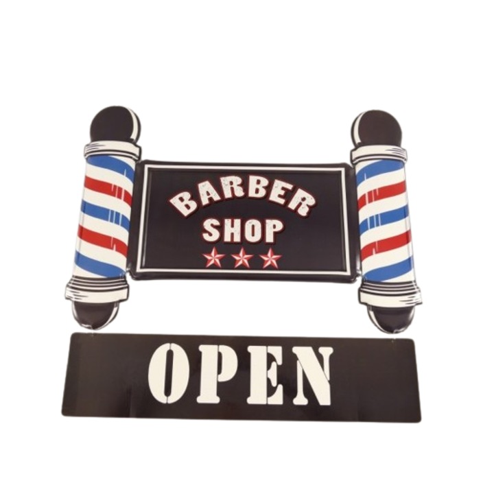 Semn de perete pentru frizerie, Barber Shop, H 65 x 69 cm