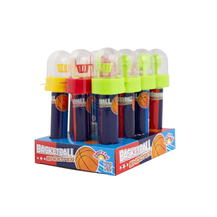 Set 12 cutii cu bomboane, Jucarie Basketball Shooter, Multicolor, 100 g