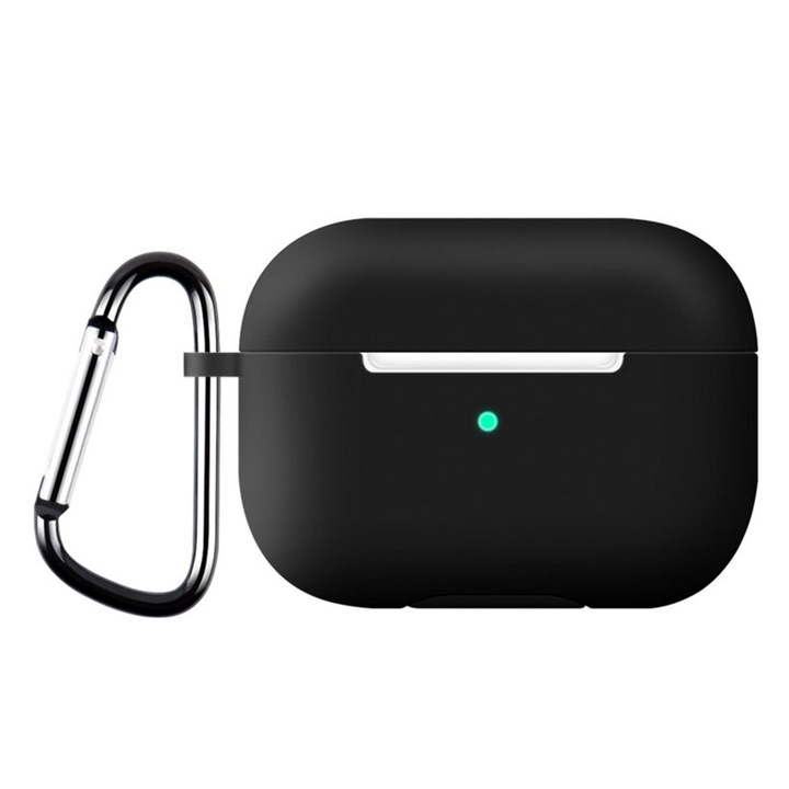 Husa de Protectie pentru Casti compatibila Apple AirPods Pro 1/2, OPTIM SOLUTION, Smooth Ultrathin Eco-friendly Material, Incarcare Wireless, Optim 360° Ultra Protection, Negru