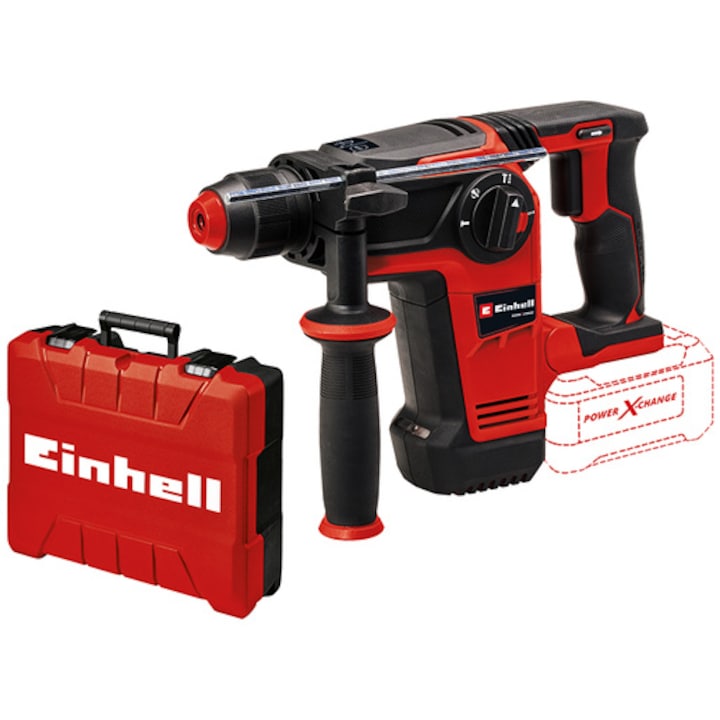 Акумулаторен перфоратор Einhell Professional TP-HD 18/26 Li BL-Solo Power X-Change, 18V, Безчетков мотор, 2.6 J, SDS-plus, Пневматичен ударен механизъм, 4 функции, Чанта, Без батерия/зарядно устройство