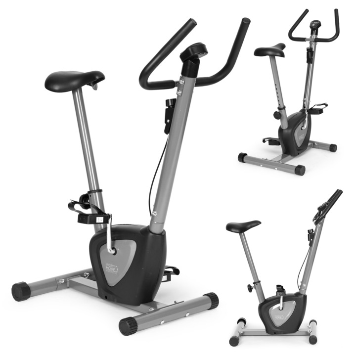 Bicicleta fitness, Modernhome, Reglare sa, Monitorizare antrenament, Metal, 105x60x50.5 cm, Negru/Gri