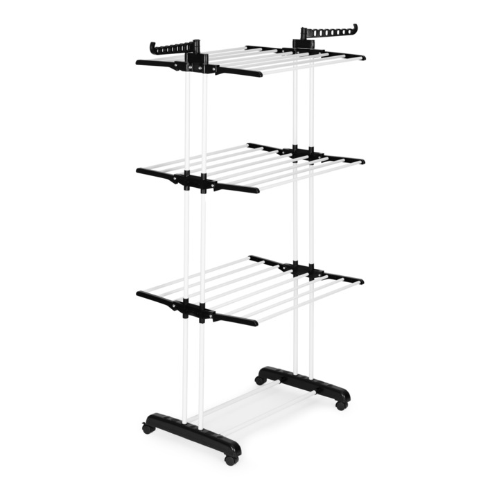 Szárító, ModernHome, Összecsukható, Acél/műanyag, 171x50x73 cm, Fehér/fekete