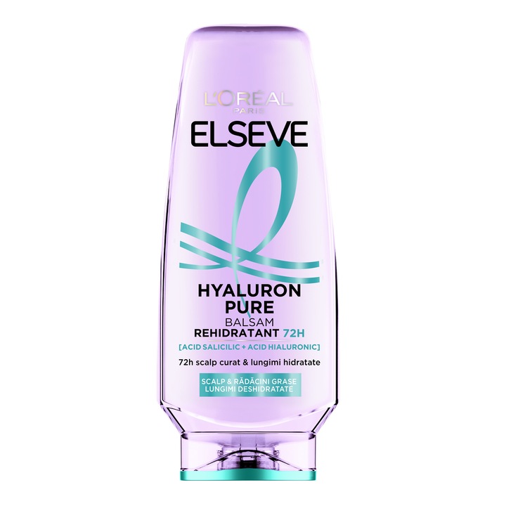 Balsam rehidratant L'Oreal Paris Elseve Hyaluron Pure pentru scalp si radacini grase si lungimi deshidratate, 200 ml