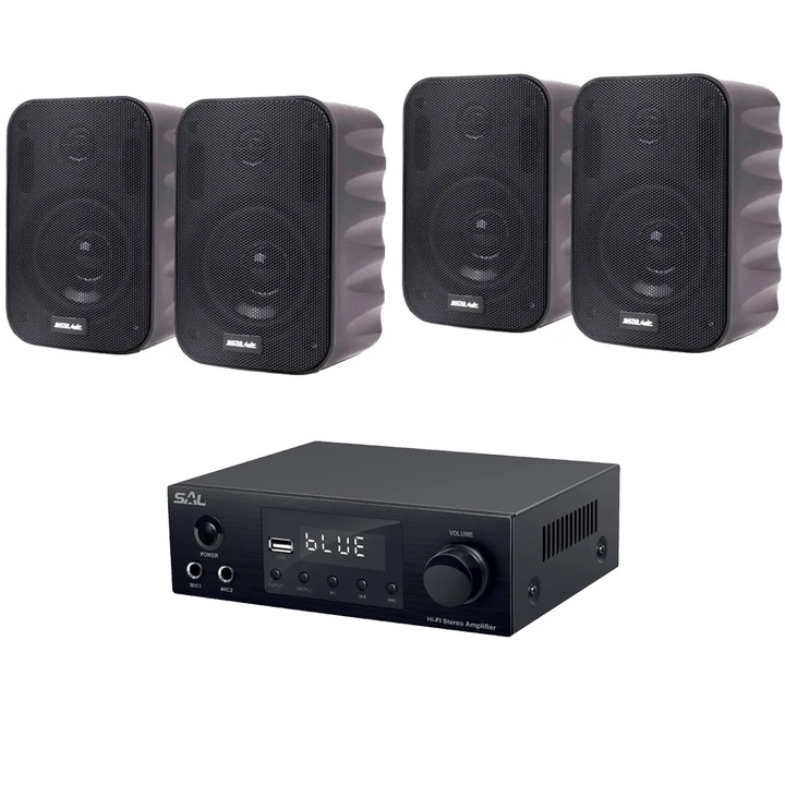 Аудио система с 4 високоговорителя Master Audio CMP500 и hi-fi усилвател с bluetooth, USB, FM