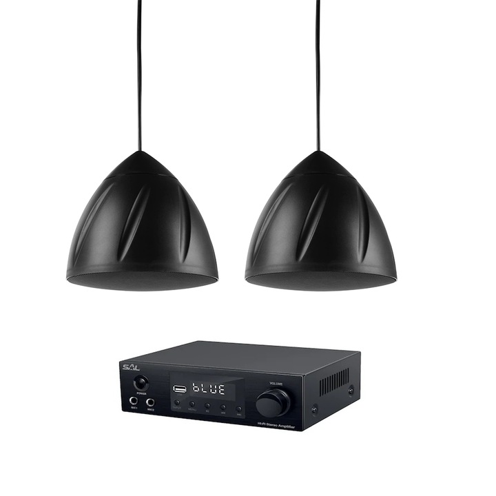Аудио система с 2 висящи високоговорителя Pendant Power Dynamics PDS40B и bluetooth усилвател, USB, FM, 60W