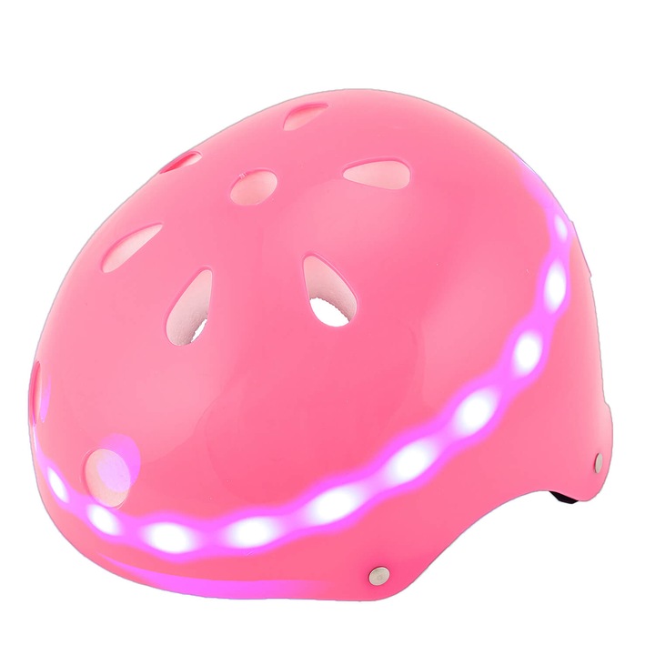 Casca de protectie cu LEDuri Action One Magic, marimea M, multiple moduri de iluminare, roz