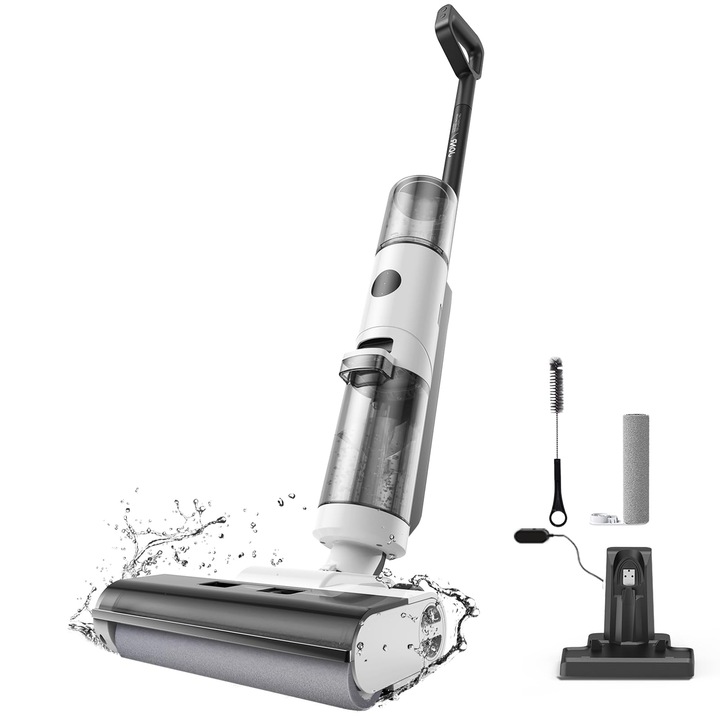 Aspirator vertical cu spalare JONR ED12, 200W, Autonomie 35 min, 850ml+450ml, Aspirare + Curatare + Stergere cu Mopul, Cu Sistem de Autocuratare, Curatare margini de 6 mm