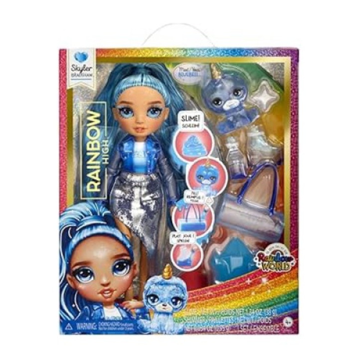 Papusa Rainbow Skyler Bradshaw 28cm cu animalut
