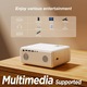 Mini videoprojektor Bluetooth 5.2, Full HD 1080P, 12000 lumen, 250 hüvelykes képernyő, zoom funkció, állítható állvány, HDMI csatlakozók, USB 2.0, AV, Jack 3,5 mm, házimozi kompatibilis iOS okostelefonnal és Android