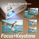 Mini videoprojektor Bluetooth 5.2, Full HD 1080P, 12000 lumen, 250 hüvelykes képernyő, zoom funkció, állítható állvány, HDMI csatlakozók, USB 2.0, AV, Jack 3,5 mm, házimozi kompatibilis iOS okostelefonnal és Android