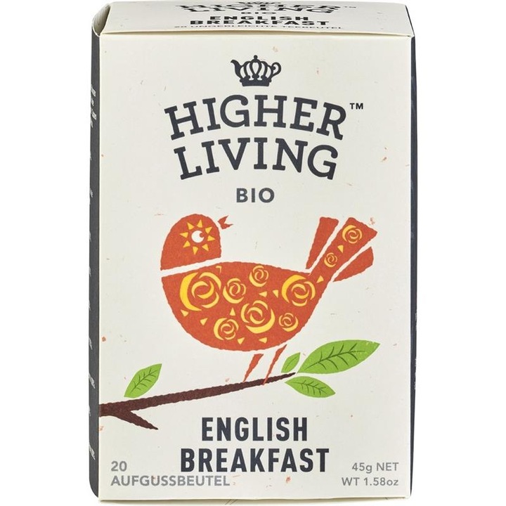 English Breakfast tea 20 db filteres bio, 45g, HIGHER LIVING