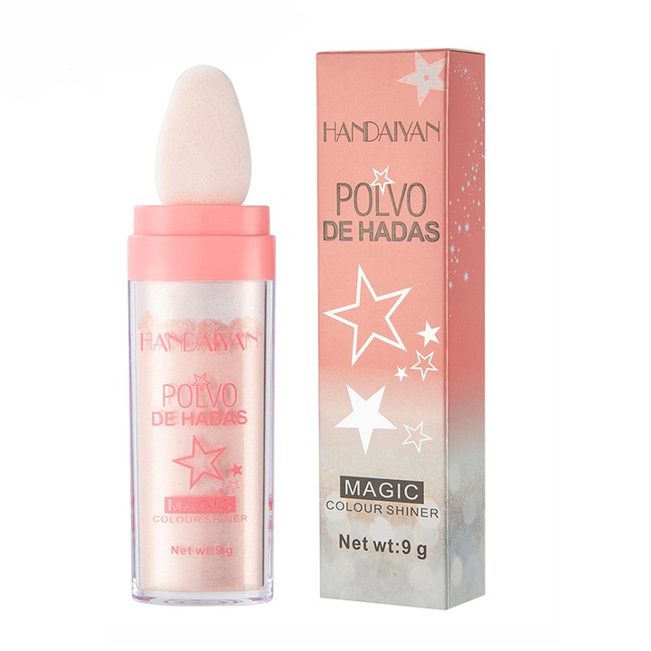 Iluminator Pudra cu Glitter, potrivit pentru fata, corp si par, 02 Roz, 9g