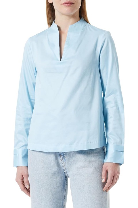 Bluza de dama S.Oliver bumbac albastru deschis cu decolteu in V, EU 42