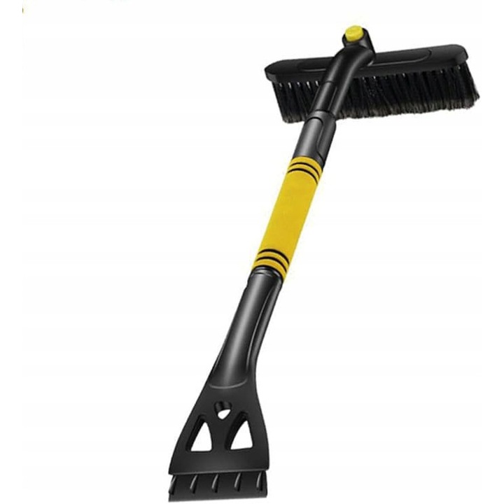 Racleta Pentru Indepartat Gheata, Telescopic, Perie, Pentru Curatarea Zapezii De Pe Masina, Aluminiu/Plastic, Negru/Galben