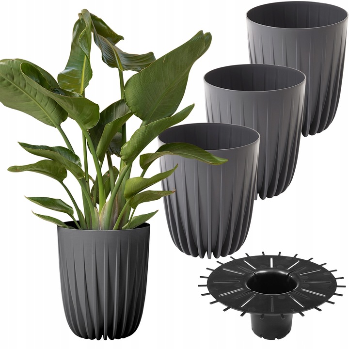 Set de Ghiveci 3x rotund Lamela Mira LA916-82 39x46cm, Antracit