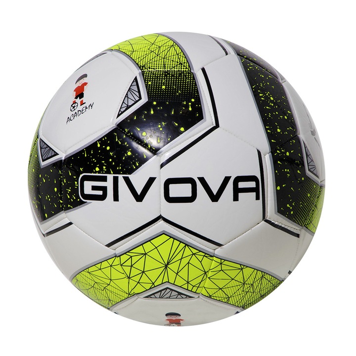 Училищна футболна топка Givova Academy, черно/флуо жълто, 5