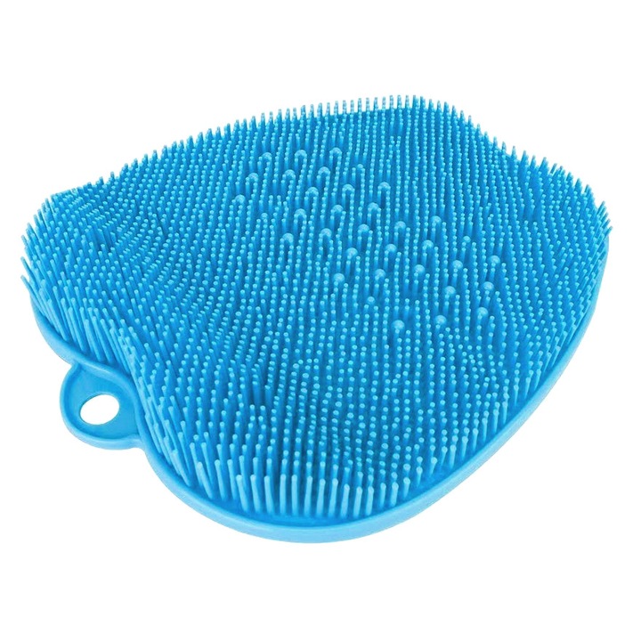 Covoras pentru baie sau dus, 2 in 1 din silicon pentru masaj, antiaderent, functie Masaj Picioare, Curatare spate, Neo™ Bath®, 30 x 30, Blue