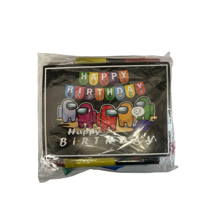 Among us - украса за парти Happy Birthday