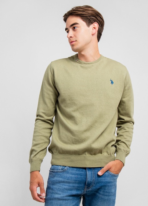 US Polo Assn férfi pulóver, pamut, zöld, Zöld