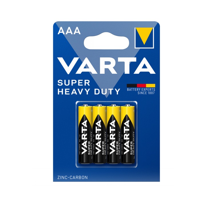 Set 4 baterii zinc-carbon AAA LR03, Varta Super Heavy Duty