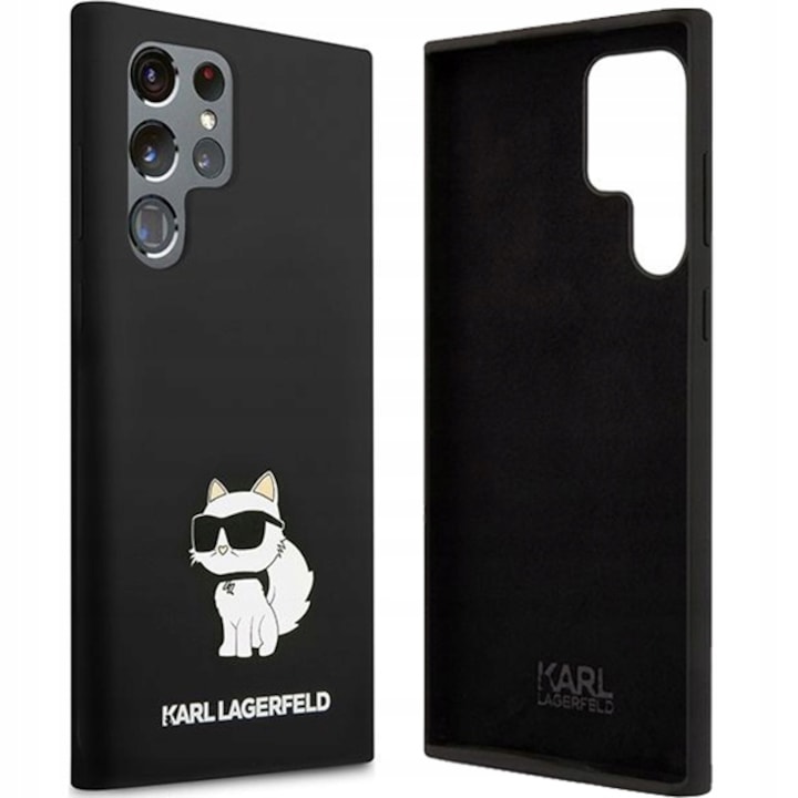 Калъф за телефон, Karl Lagerfeld, Hard Case Silicone Choupette, съвместим с Galaxy S24 Ultra, черен