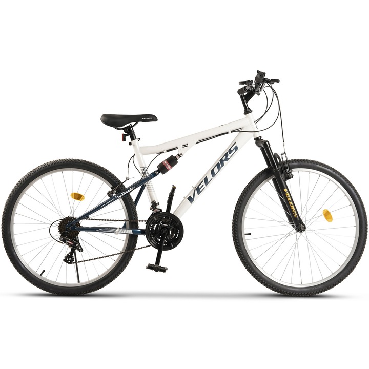 Велосипед MTB Velors Thunder V26205B 26", Предно/Задно окачване, Бял/Син