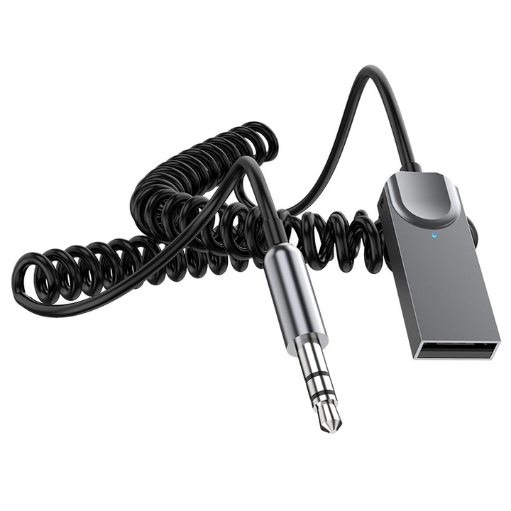 Аудио адаптер, JESWO, Безжичен Bluetooth 5.0 AUX, 3.5 mm интерфейс, Черен