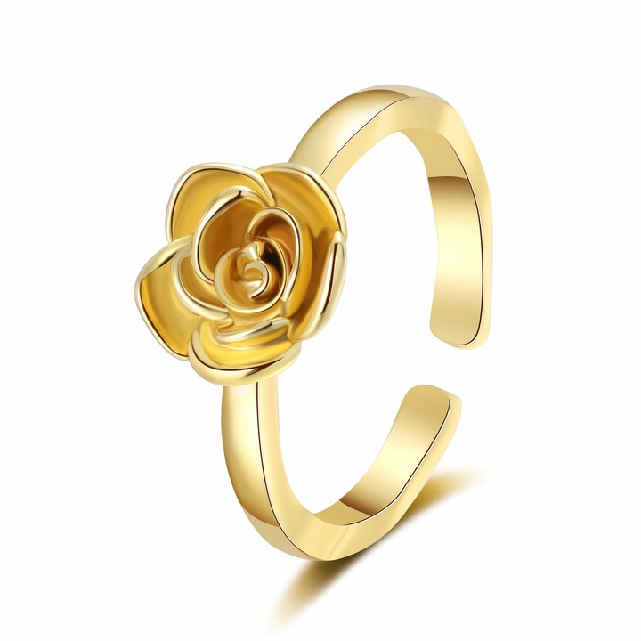 Rézgyűrű rózsavirággal és állítható nyílással