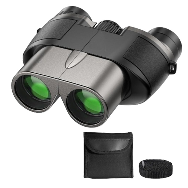 Бинокъл 10x25, лещи Premium Prism BK7, FMC антирефлексно зелено, настройка на диоптъра, водоустойчив, висока мощност на фокусиране за наблюдение на птици, лов, пътуване, кола маска, черен