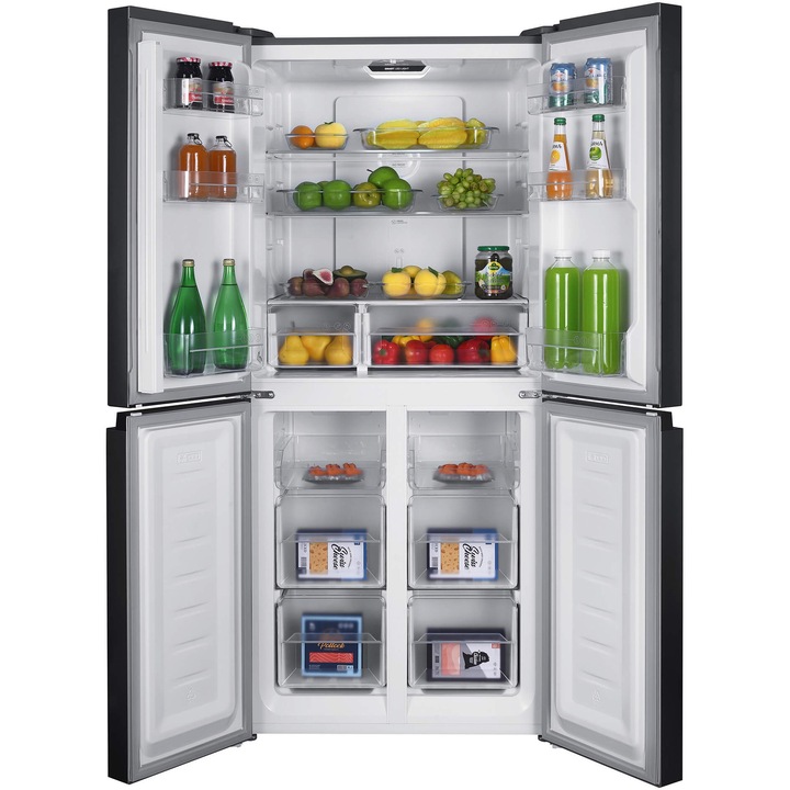 Side by side Arctic AMD421E4NMT, 421 l, Clasa E, Full No Frost, Compresor Silent Inverter, Display cu touch control, Holiday Mode, H 180 cm, Inox