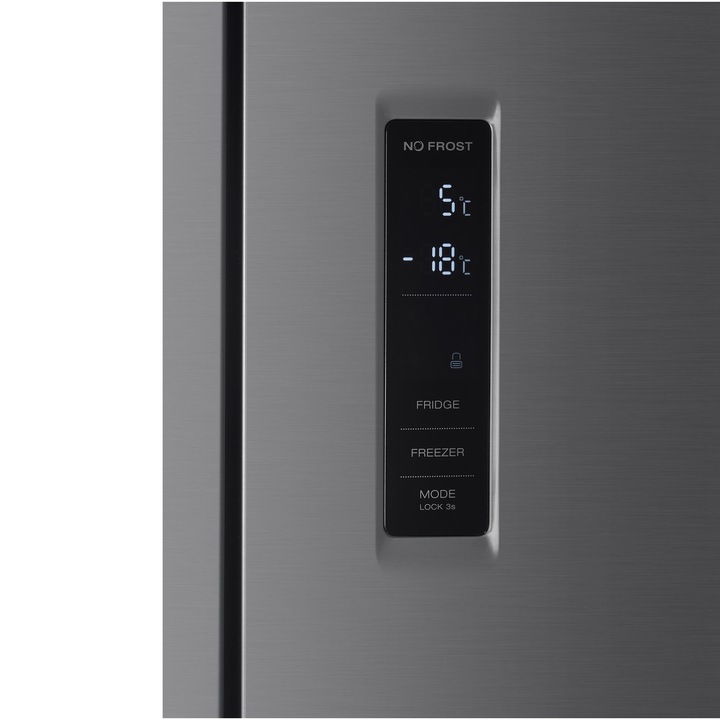 Side by side Arctic AMD421E4NMT, 421 l, Clasa E, Full No Frost, Compresor Silent Inverter, Display cu touch control, Holiday Mode, H 180 cm, Inox