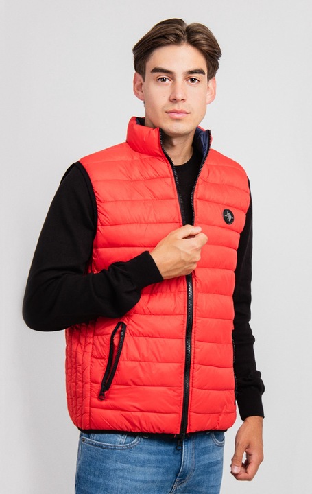 Férfi mellény, US Polo Assn., kifordítható, piros/Navy, normál