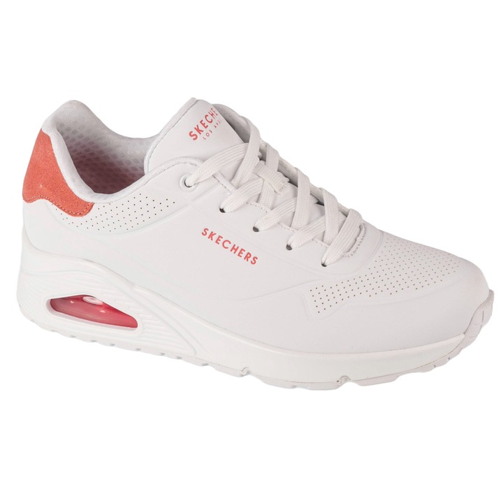 Pantofi sport, dama, SKECHERS UNO-POP BACK 177092-WCRL alb, piele ecologica 39