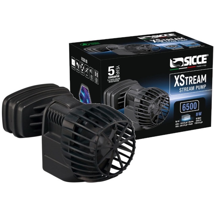 XStream légpumpa + mágneses tartó, Sicce, 6500 L/M, 8 W, Fekete