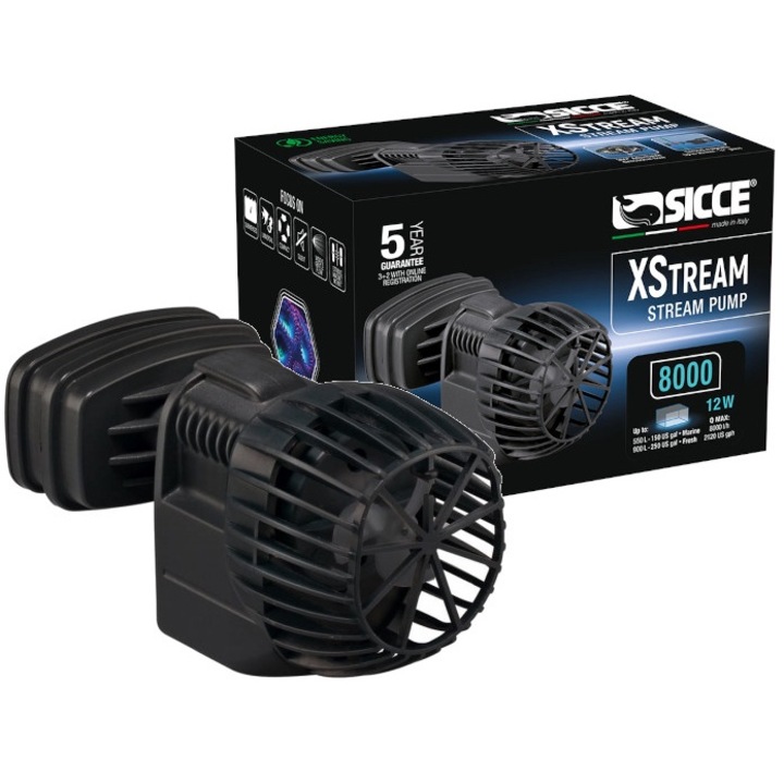 Pompa de aer Sicce XStream, 8000 l/h, 13W, 4x5x10 cm, Negru